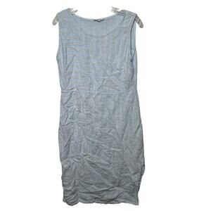 Vanessa Zani Made in Italy 100% Linen Striped Sleeveless Dress Blue Women’s M